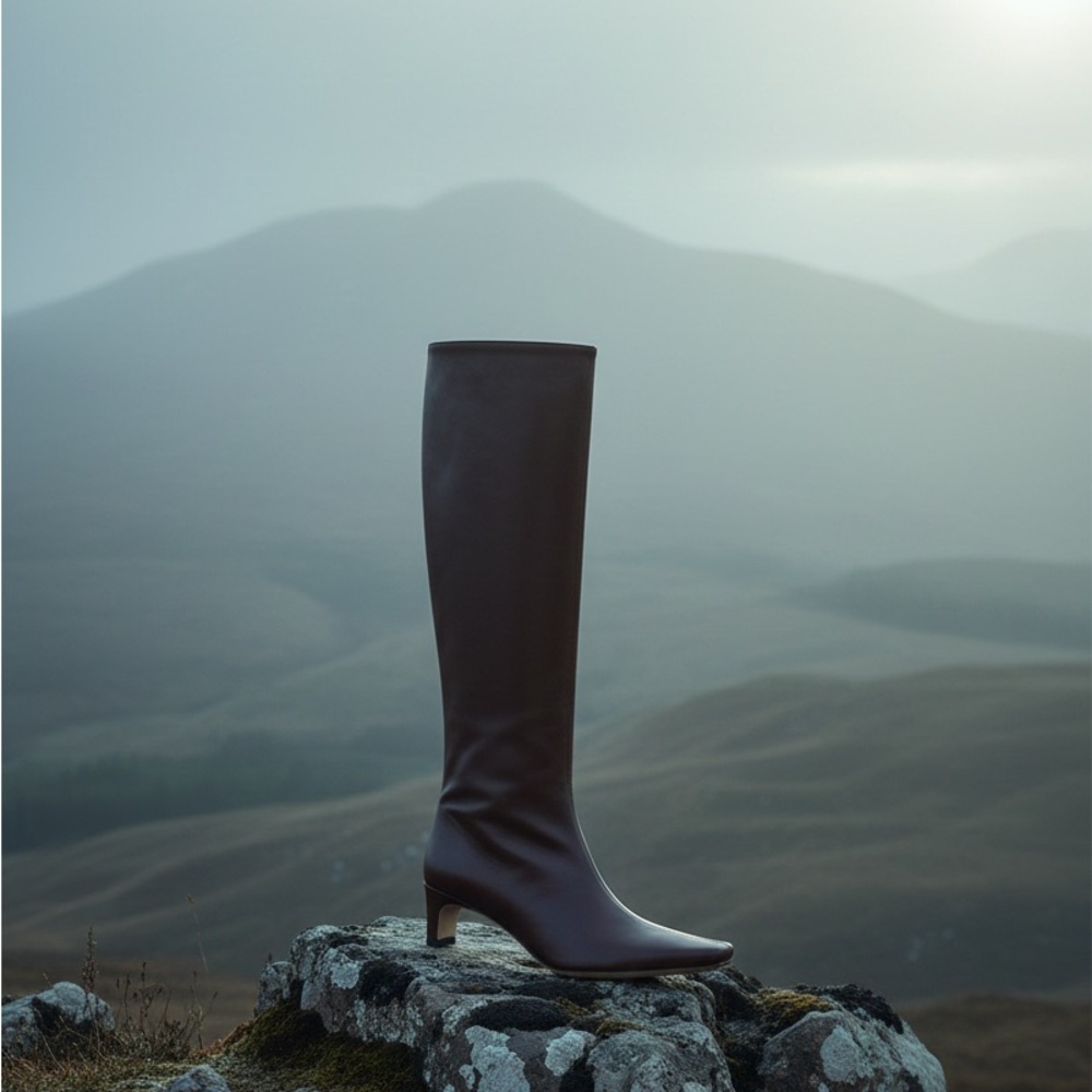 STAUD Dark Brown Wally Heeled Boots